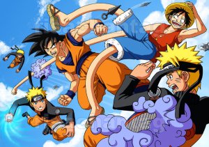 Goku, Naruto y Luffy 
